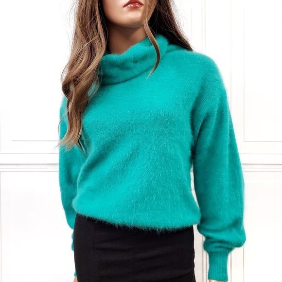 Vintage Sweaters - Vintage Italian Angora Wool Cowl Neck Sweater Medium